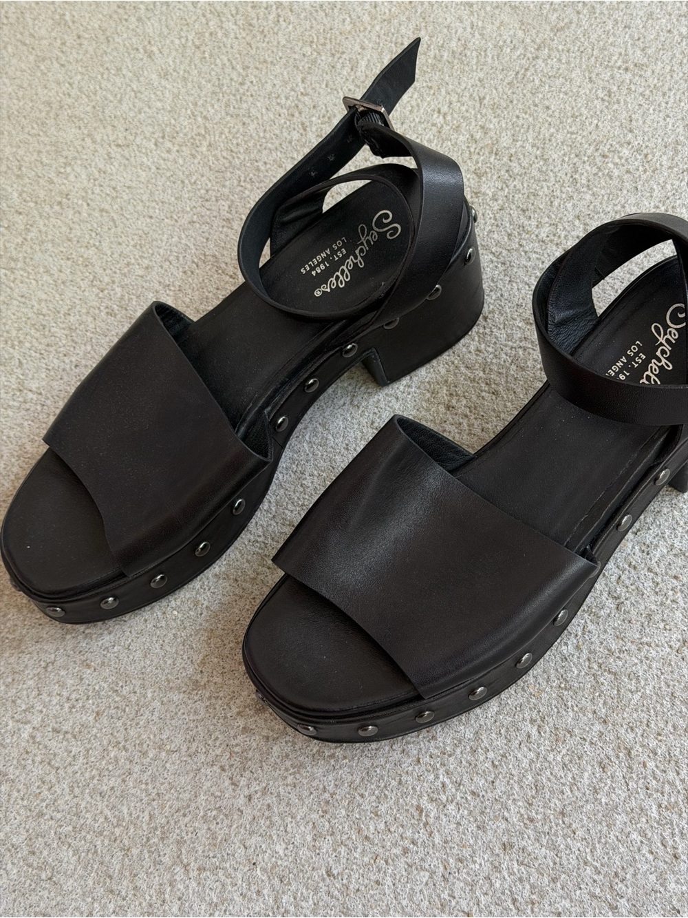 Seychelles Black Studded Platform Sandals